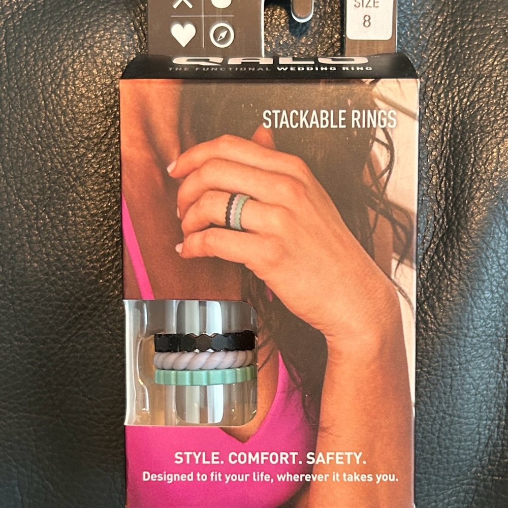 QALO Women's Stackable Silicone Rings - Black, Purple, Blue